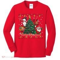 Cute Merry Christmas Graphic Collage Kids Long Sleeve Shirt thumb 0