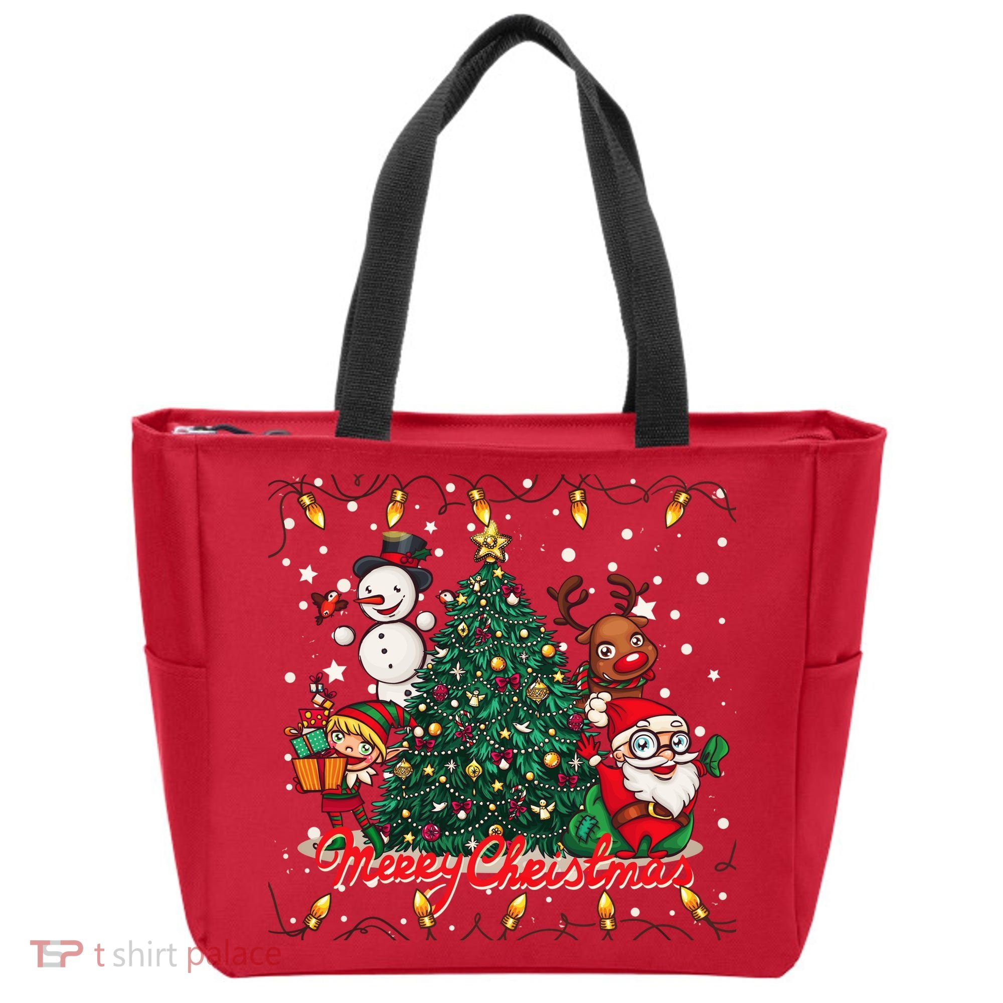 Cute Merry Christmas Graphic Collage Tote Bag
