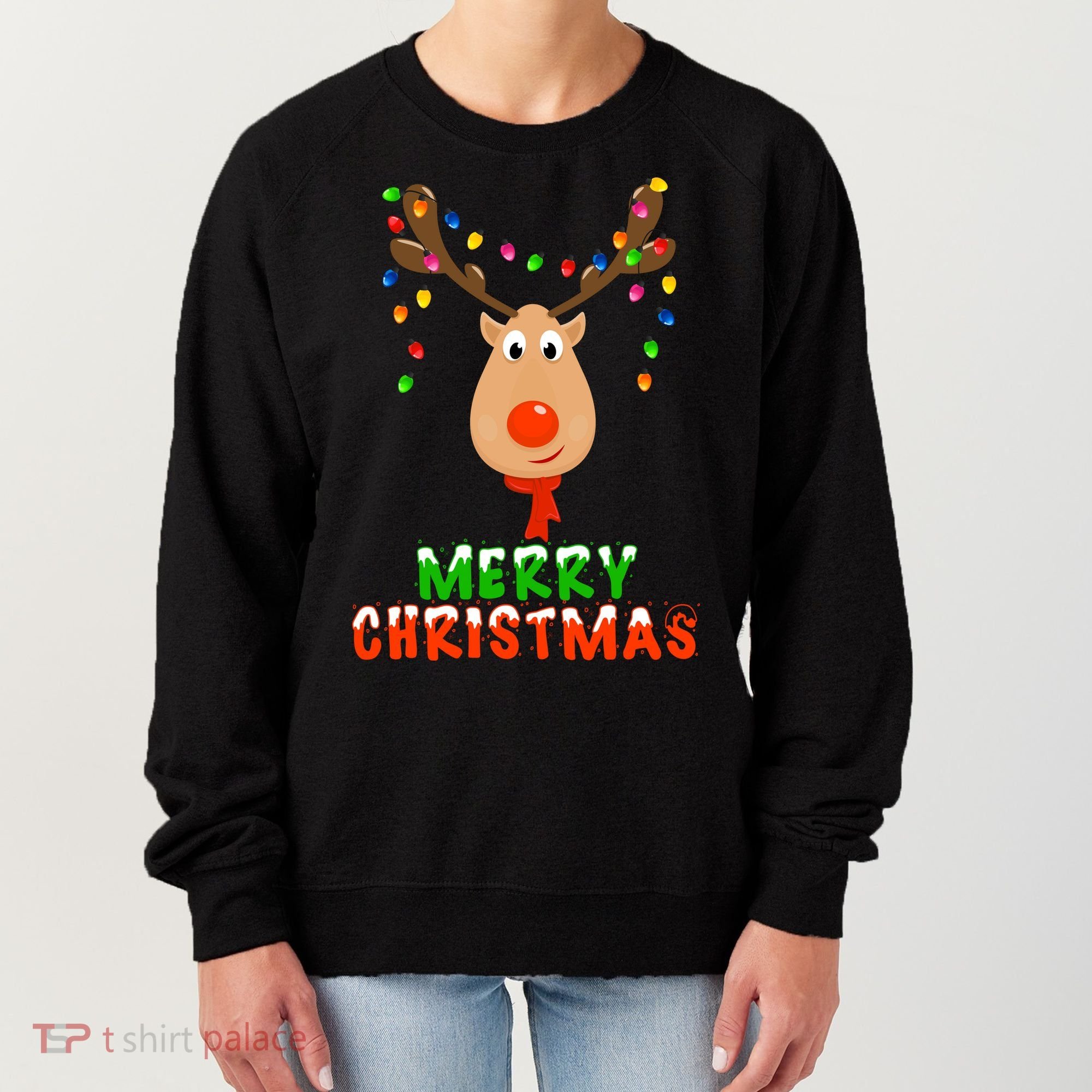 Cute Merry Christmas Reindeer Women's Sweatshirt