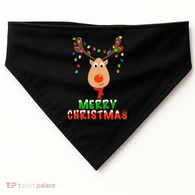 Cute Merry Christmas Reindeer USA-Made Doggie Bandana