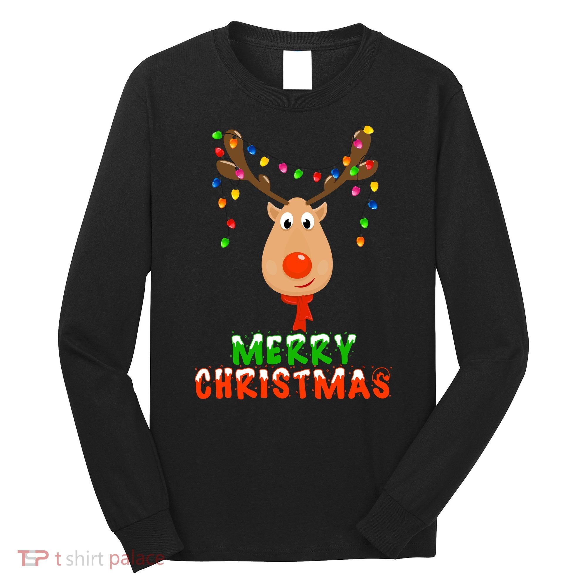 Cute Merry Christmas Reindeer Long Sleeve Shirt