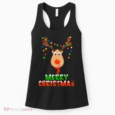 Cute Merry Christmas Reindeer Women's Tank Top