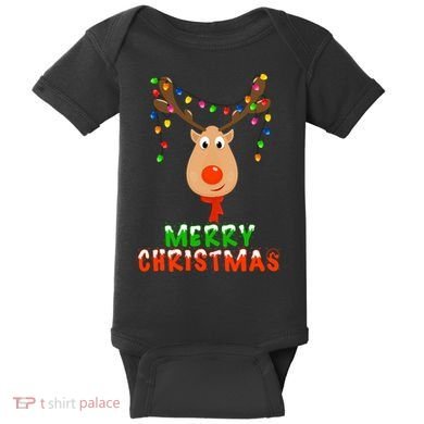 Cute Merry Christmas Reindeer Baby Bodysuit