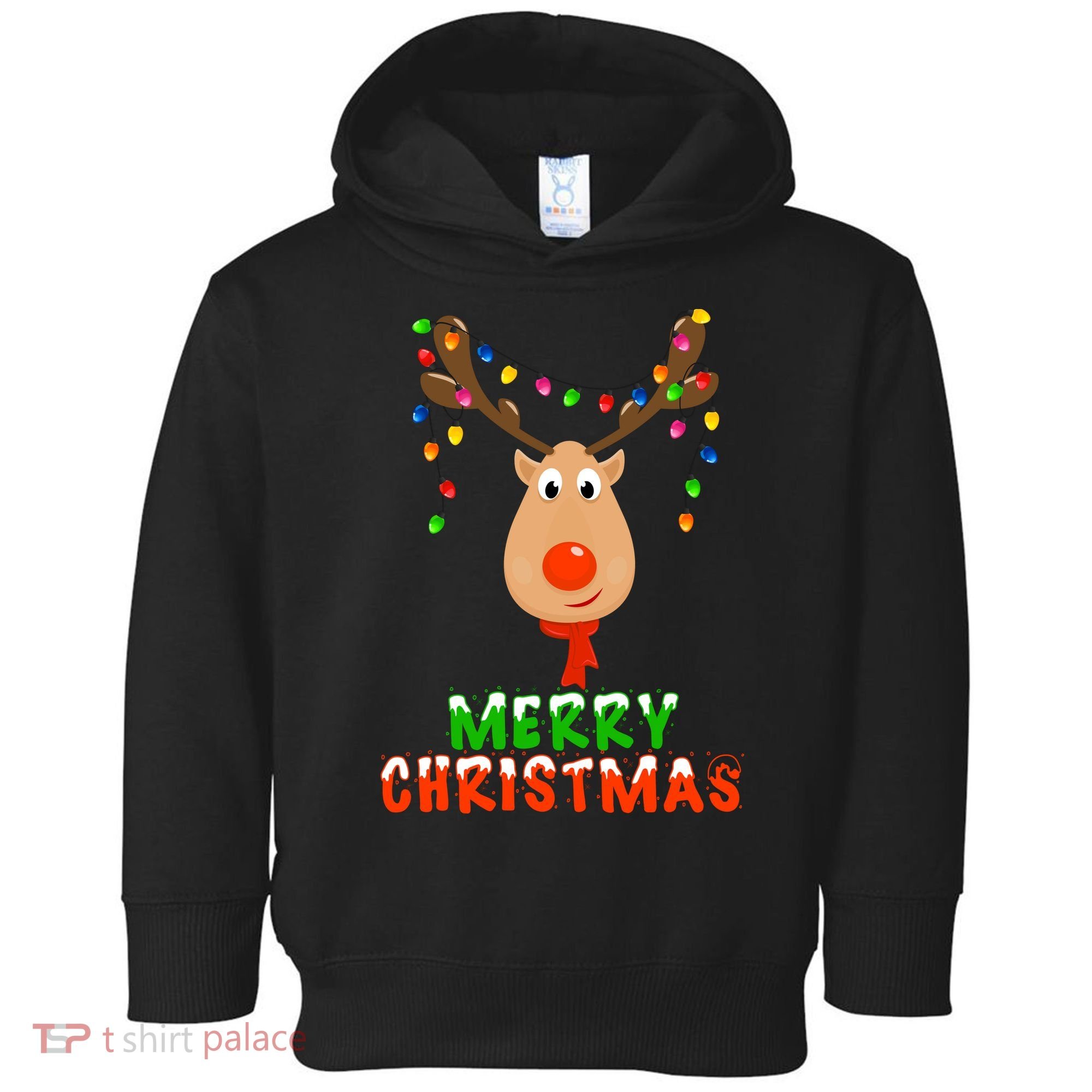 Cute Merry Christmas Reindeer Toddler Hoodie