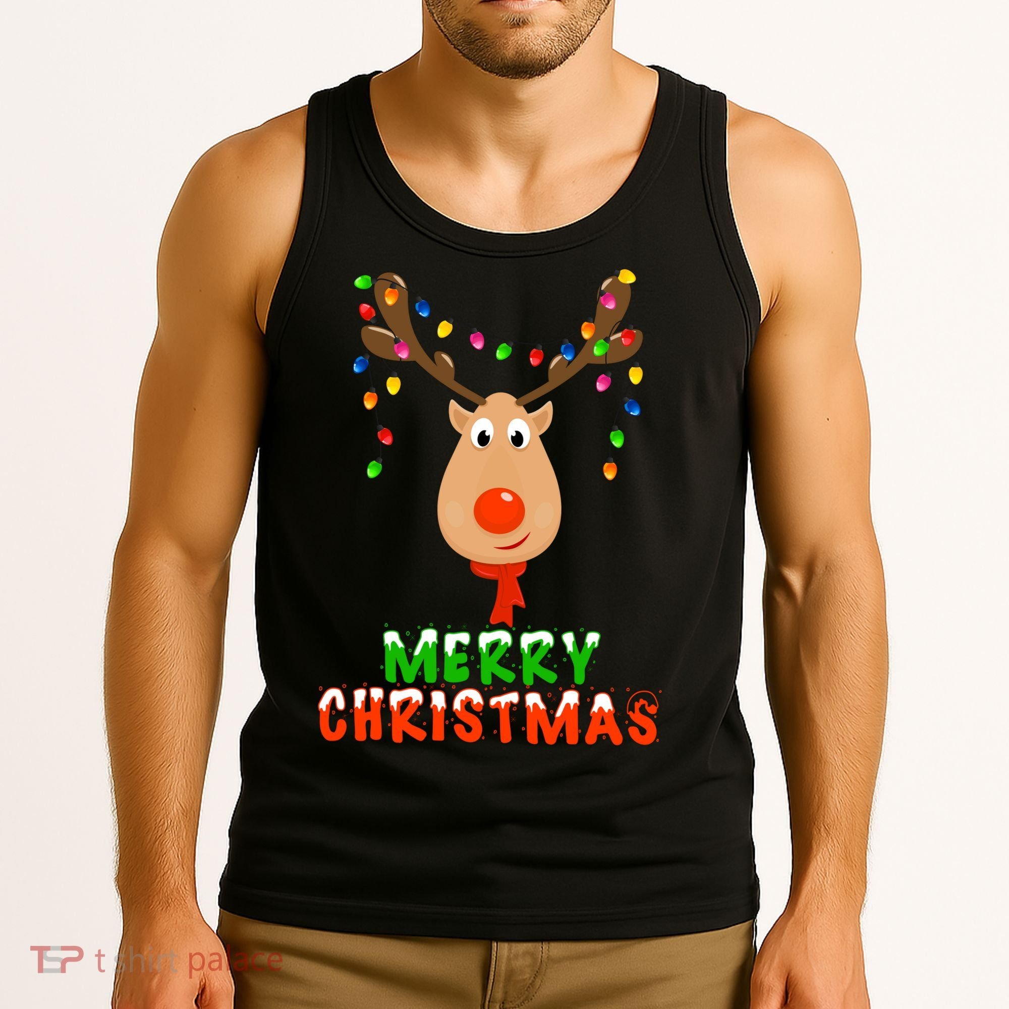 Cute Merry Christmas Reindeer Tank Top