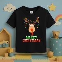 Cute Merry Christmas Reindeer Toddler T-Shirt thumb 3