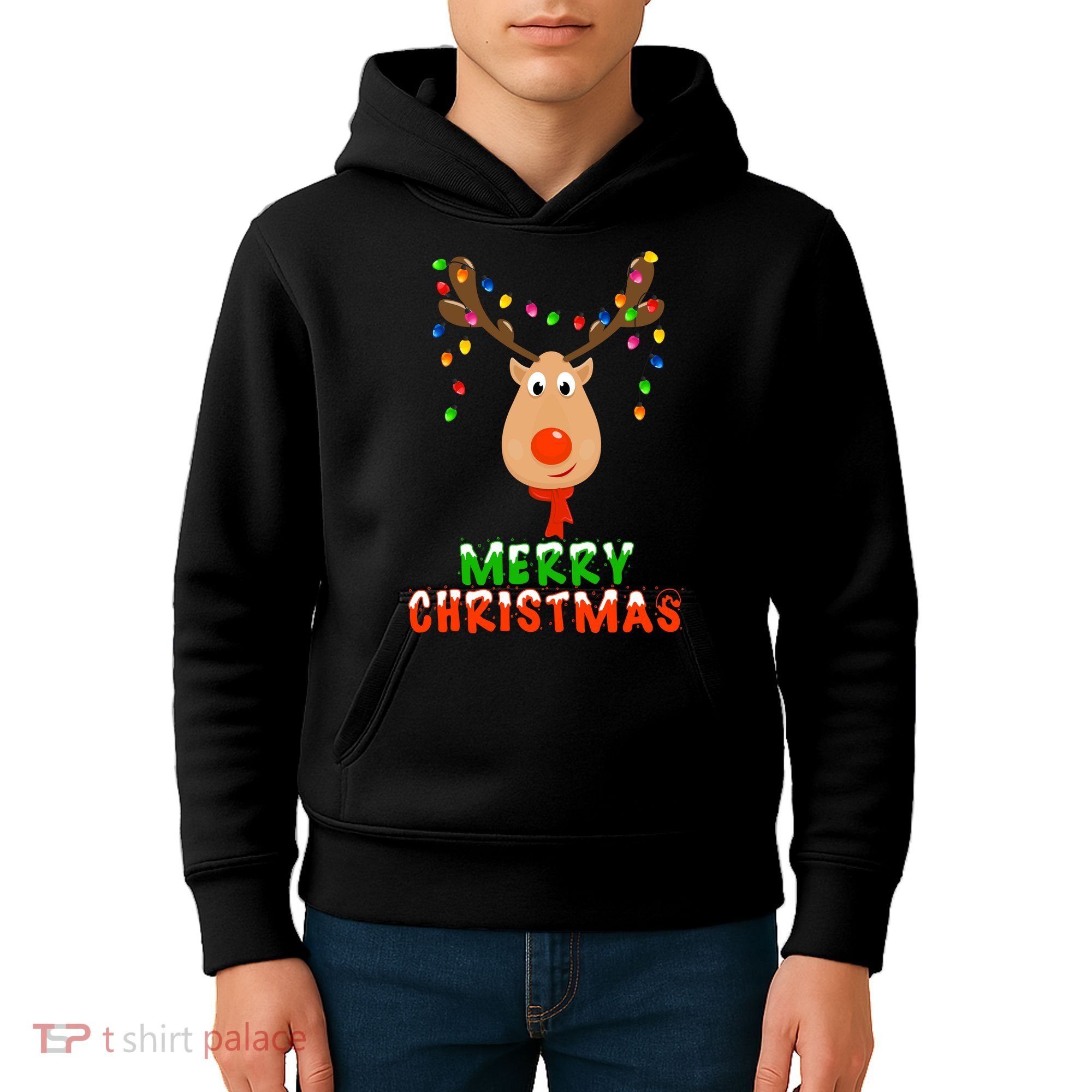 Cute Merry Christmas Reindeer Kids Hoodie