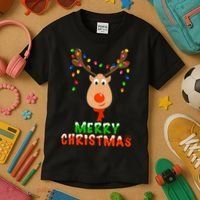 Cute Merry Christmas Reindeer Kids T-Shirt thumb 3