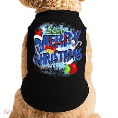 Cute Merry Christmas Word Decoration Doggie Tank