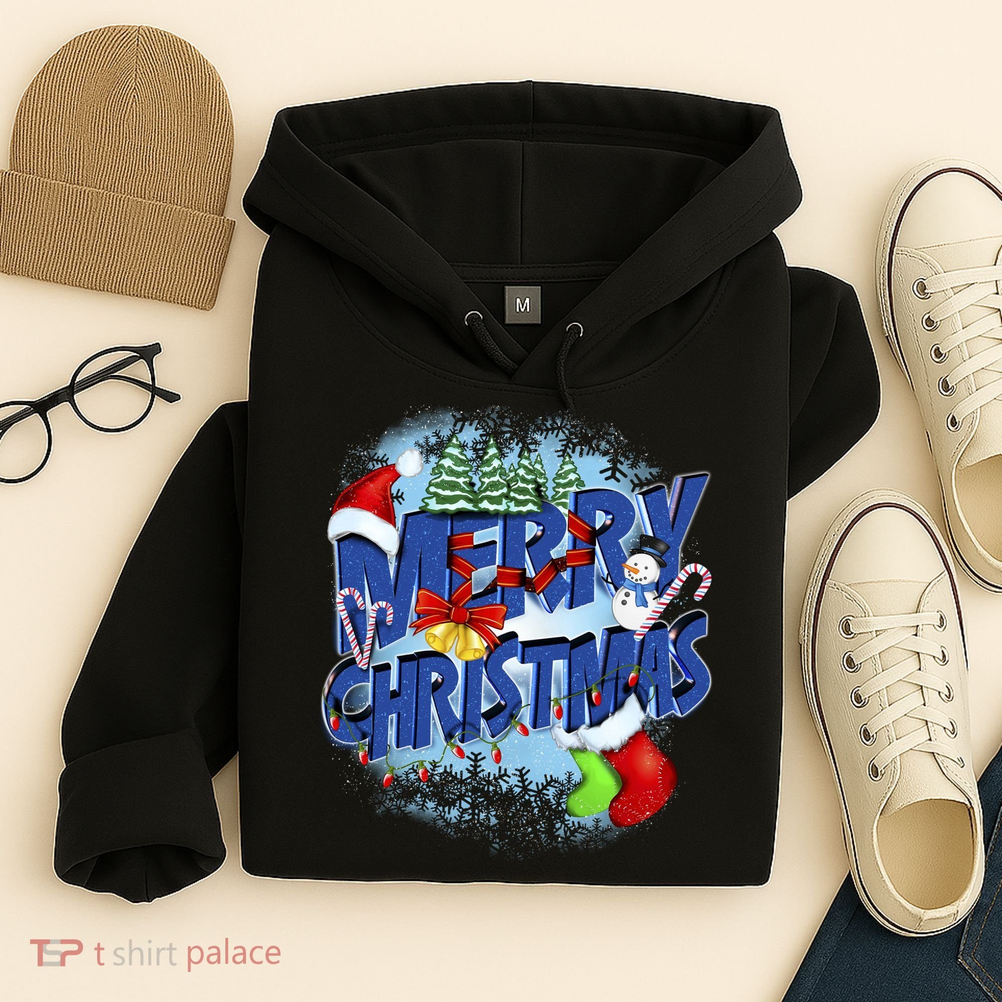 Cute Merry Christmas Word Decoration Hoodie