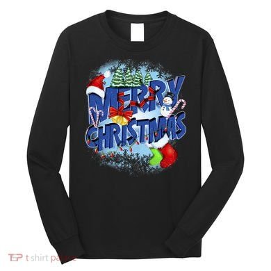 Cute Merry Christmas Word Decoration Long Sleeve Shirt