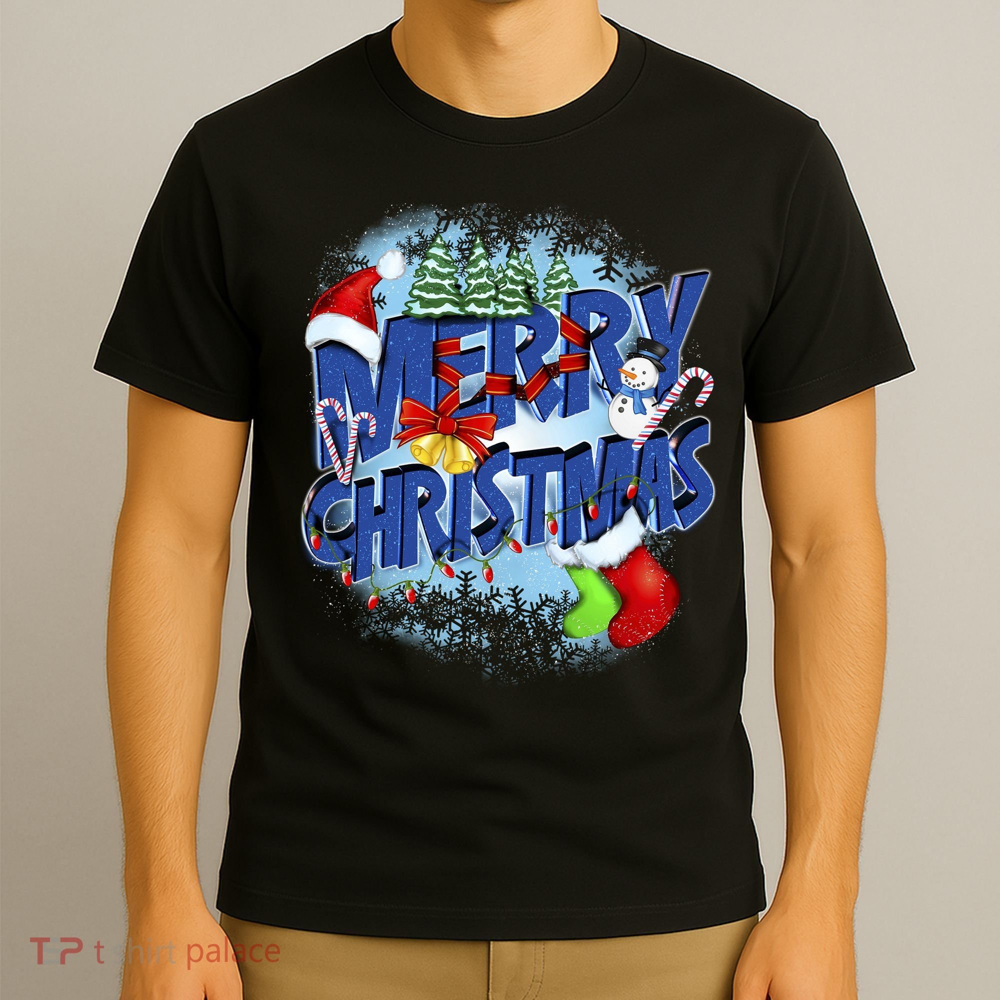 Cute Merry Christmas Word Decoration T-Shirt