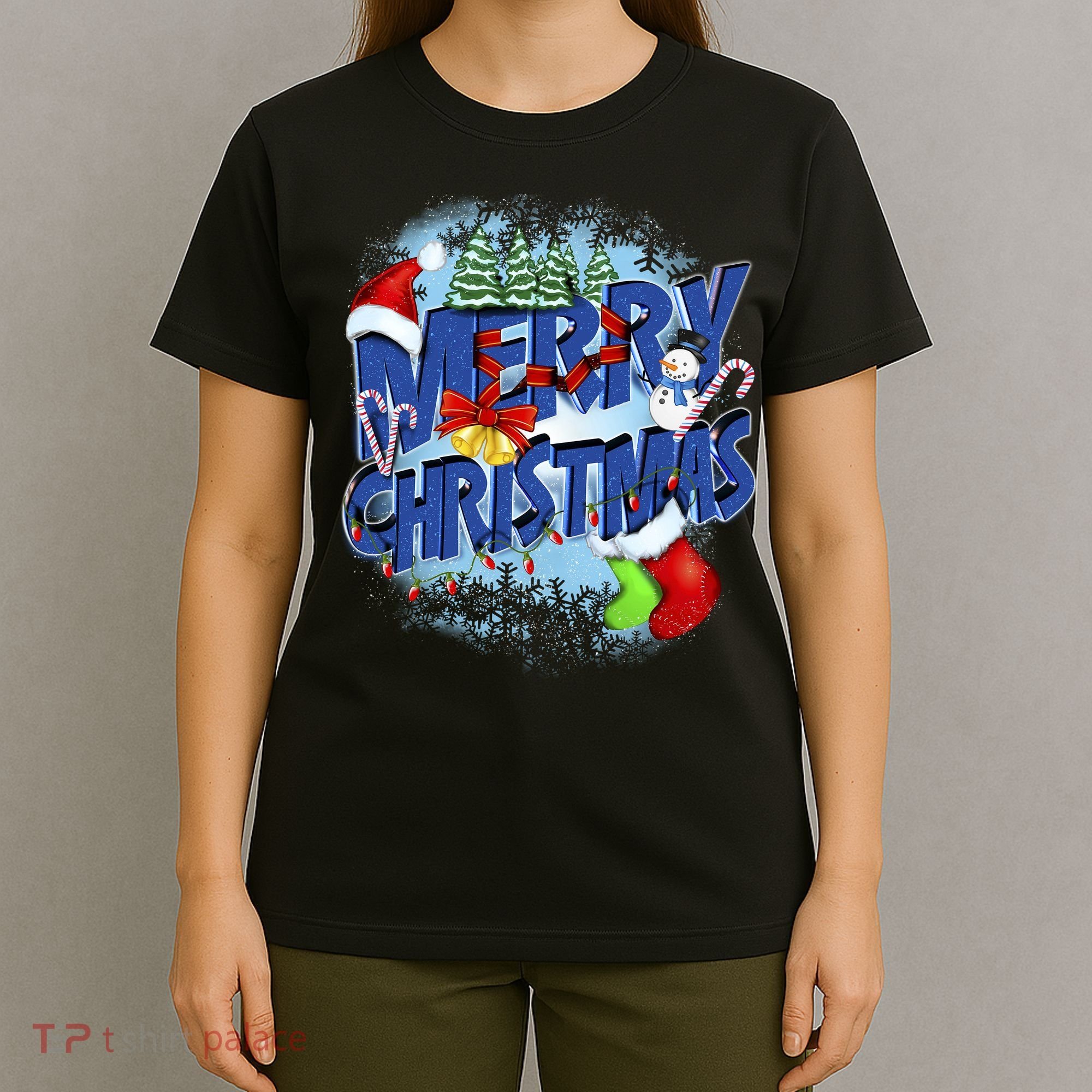 Cute Merry Christmas Word Decoration T-Shirt