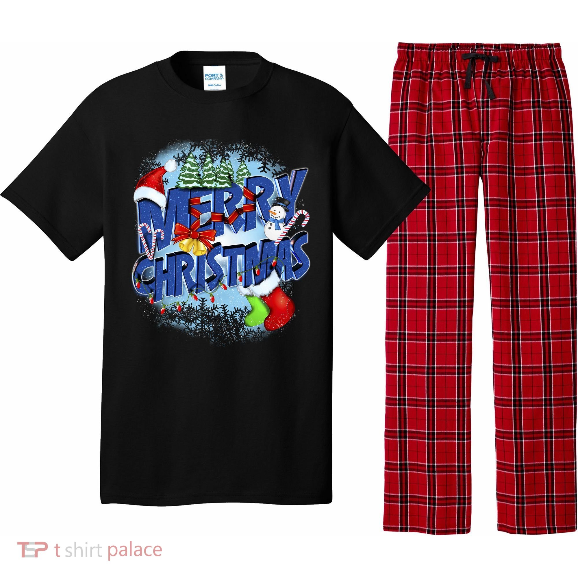 Cute Merry Christmas Word Decoration Pajama Set