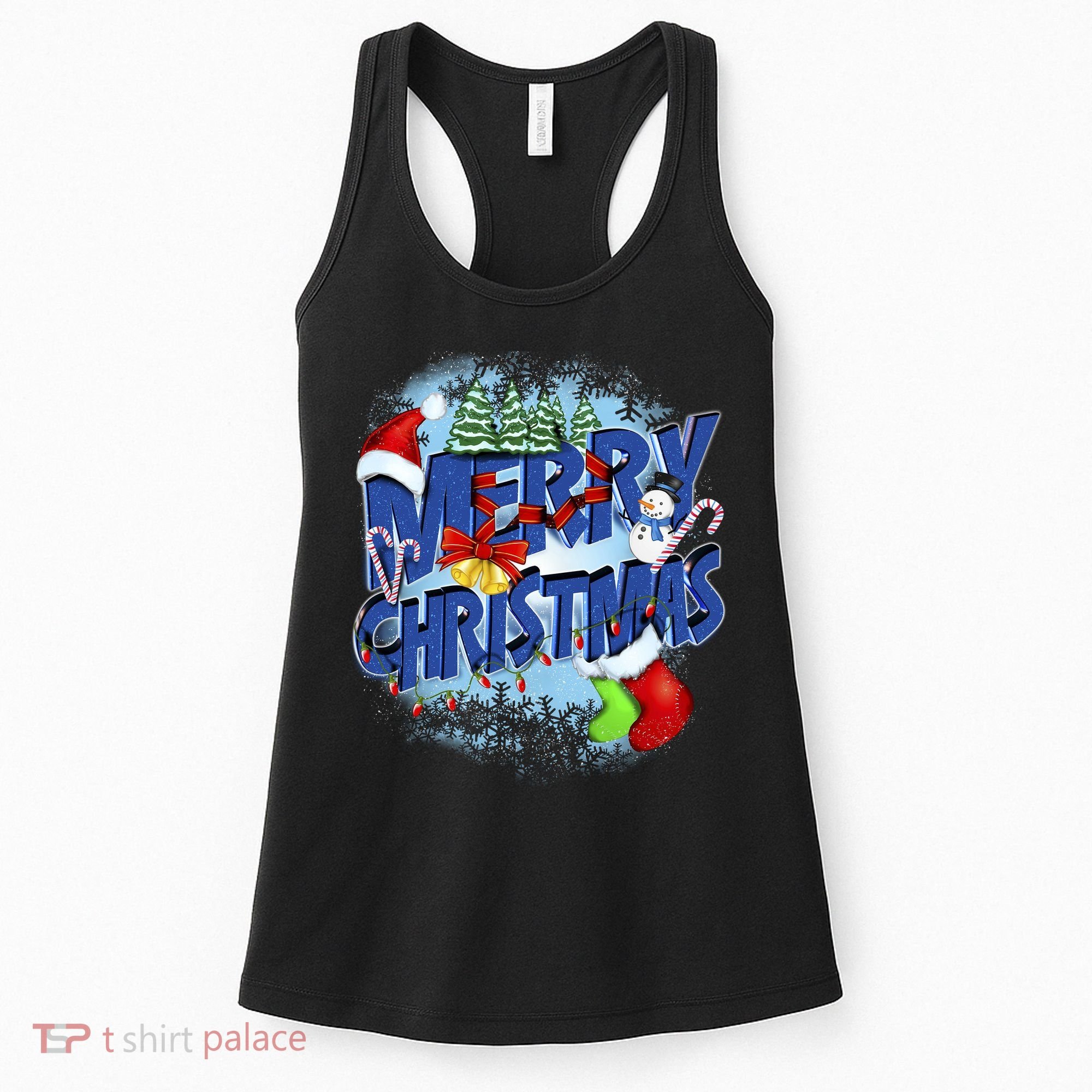 Cute Merry Christmas Word Decoration Women's Tank Top