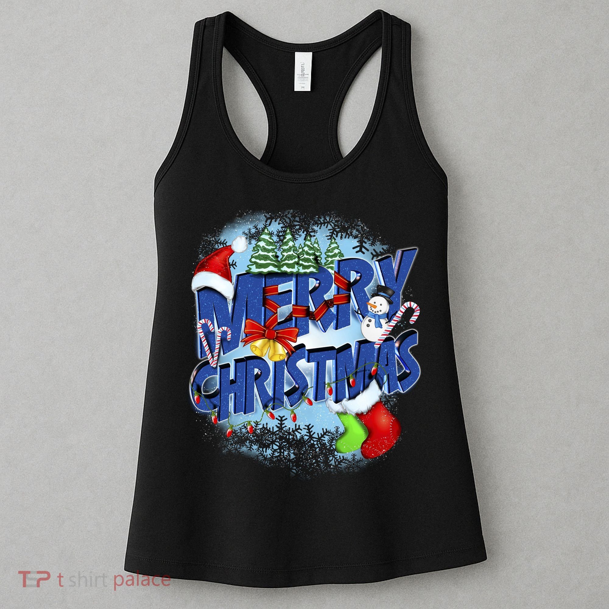 Cute Merry Christmas Word Decoration Women's Tank Top