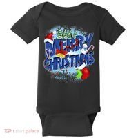 Cute Merry Christmas Word Decoration Baby Bodysuit thumb 0