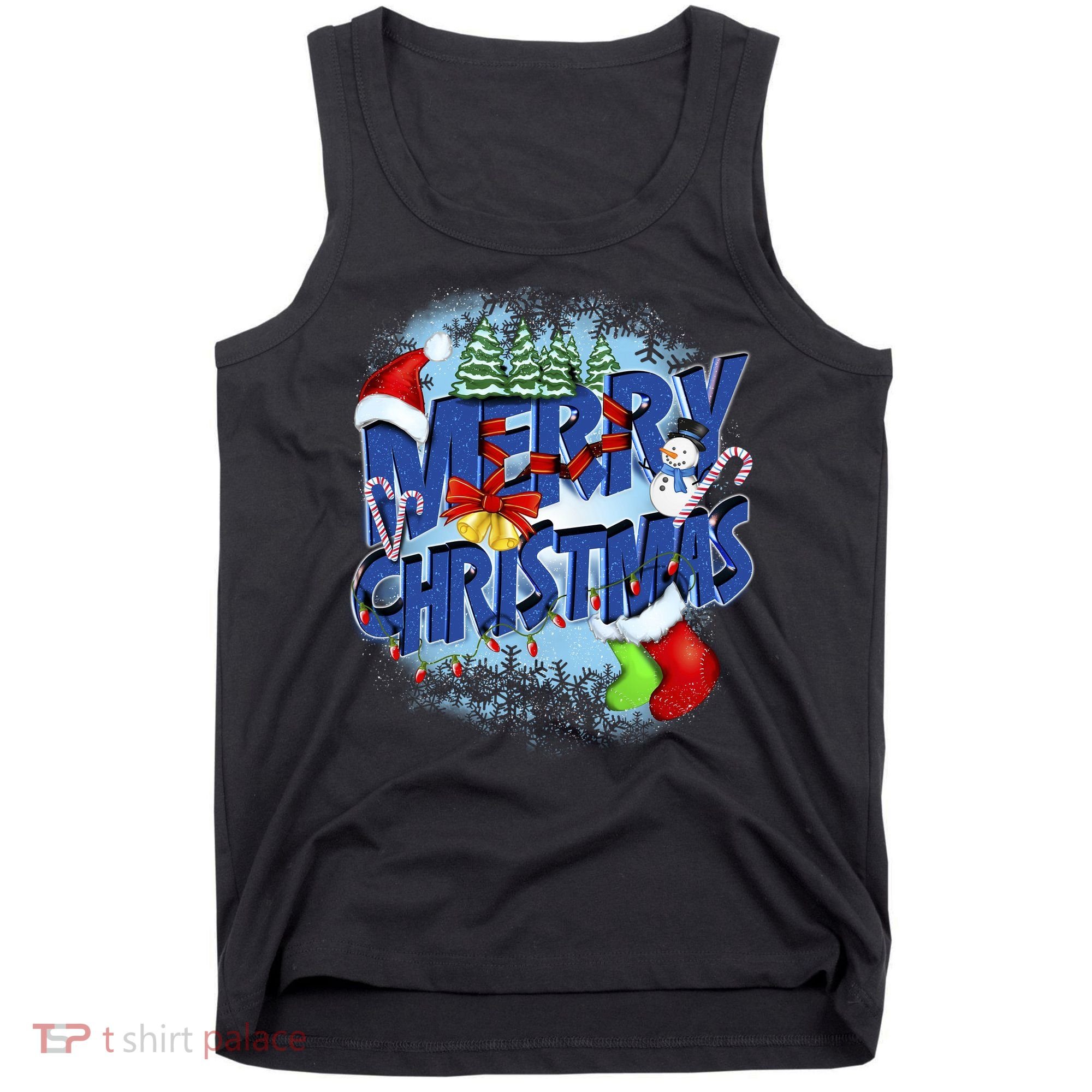 Cute Merry Christmas Word Decoration Tank Top