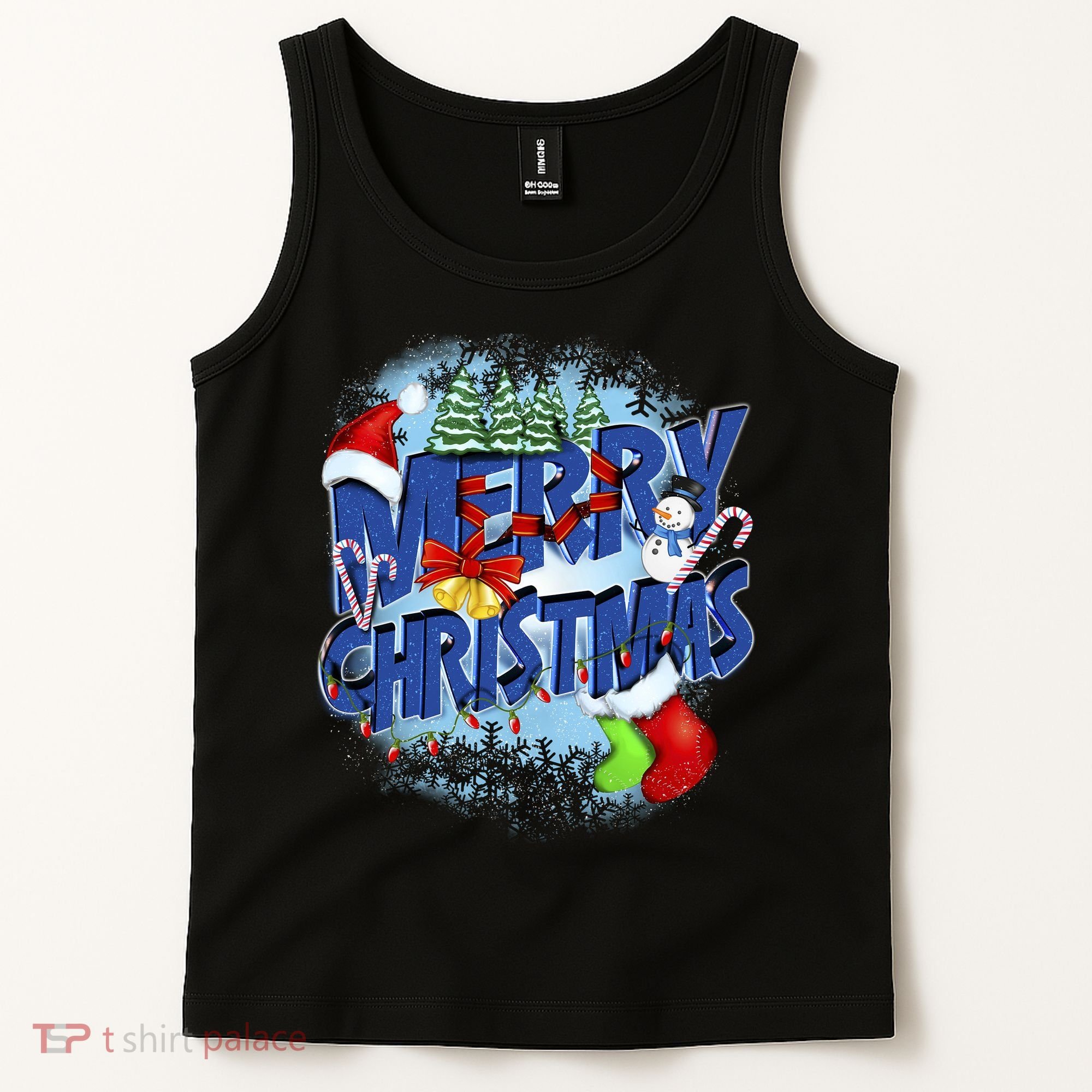 Cute Merry Christmas Word Decoration Tank Top