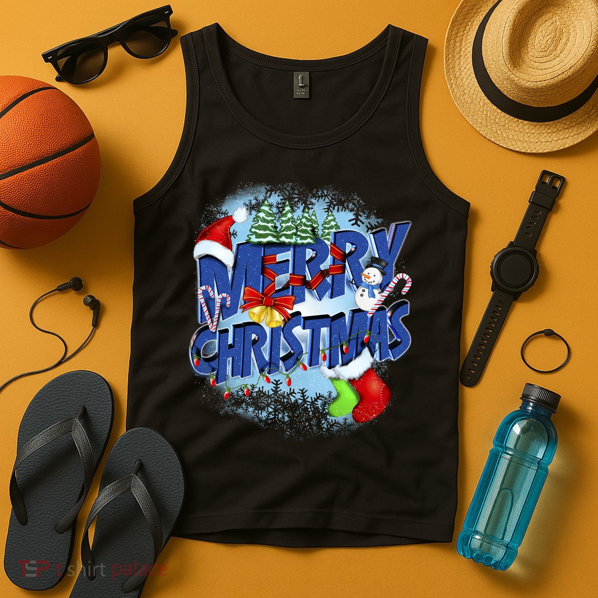 Cute Merry Christmas Word Decoration Tank Top