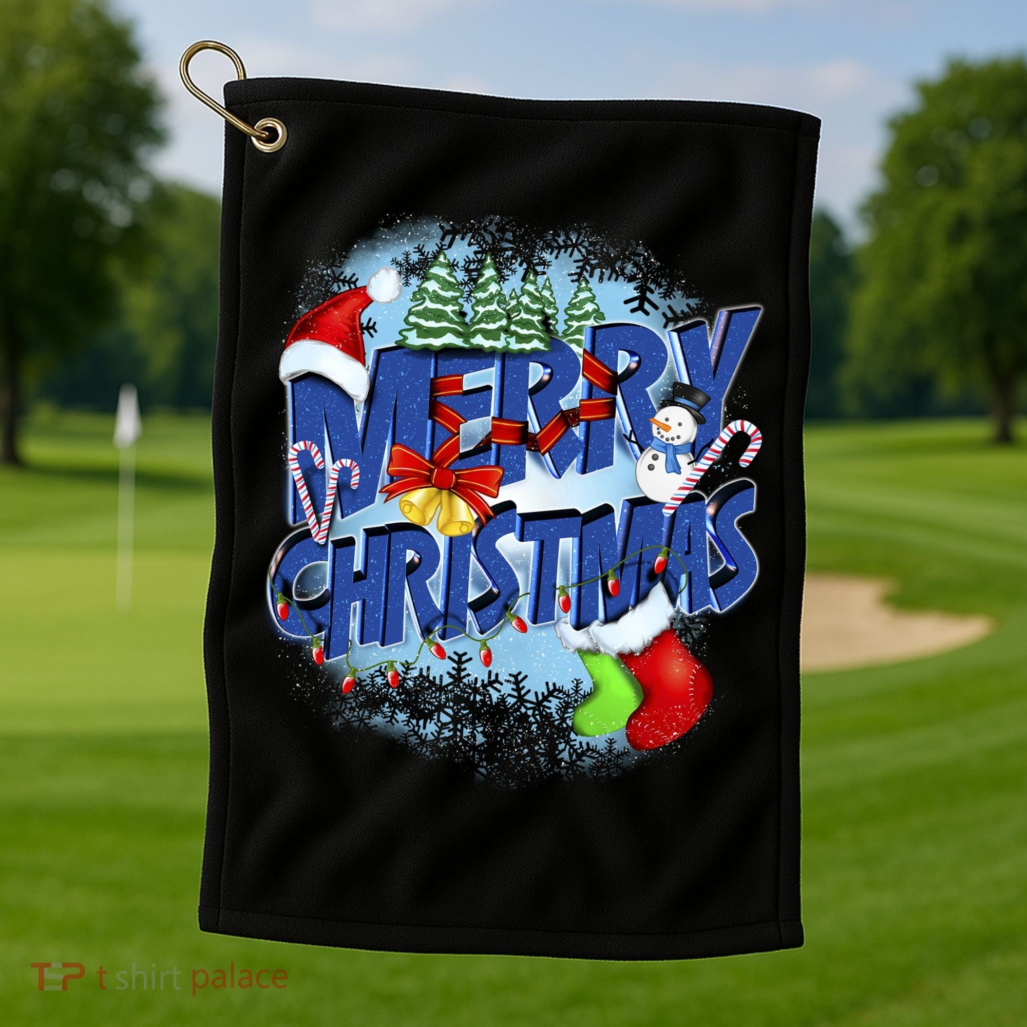 Cute Merry Christmas Word Decoration Golf Towel