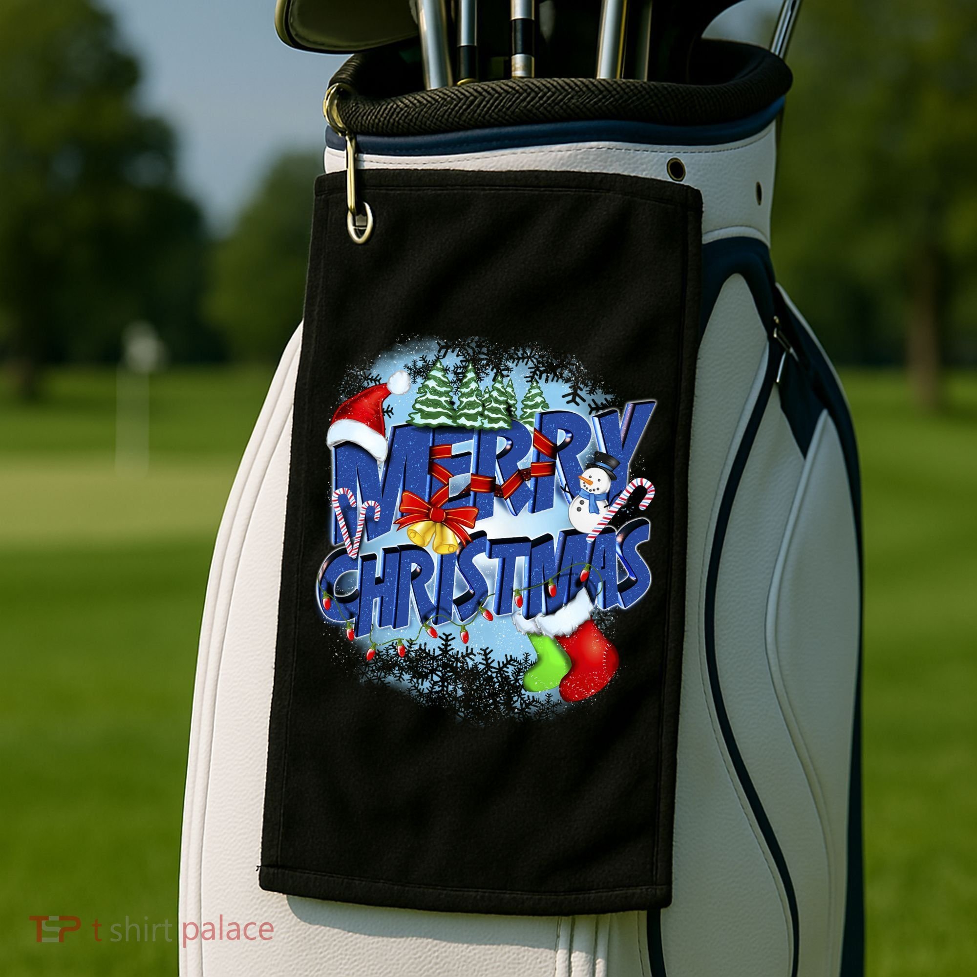 Cute Merry Christmas Word Decoration Golf Towel