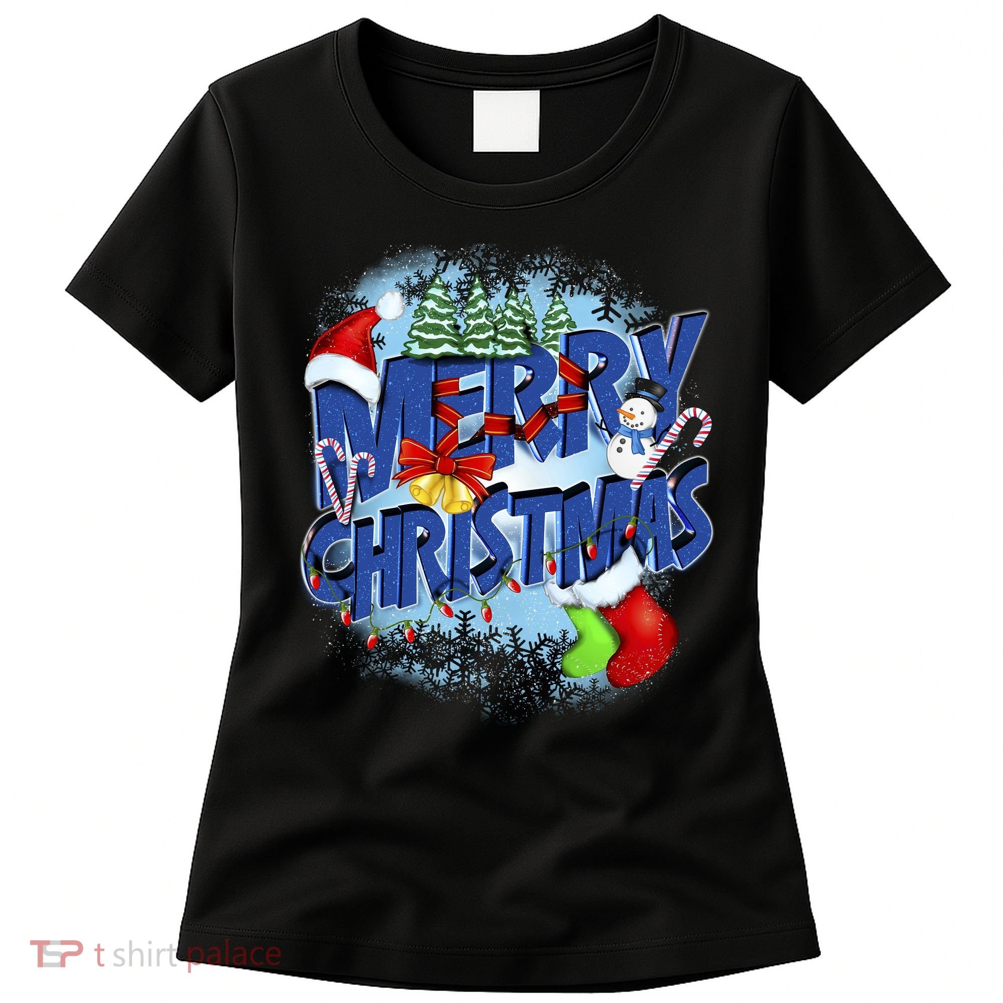Cute Merry Christmas Word Decoration Women's T-Shirt