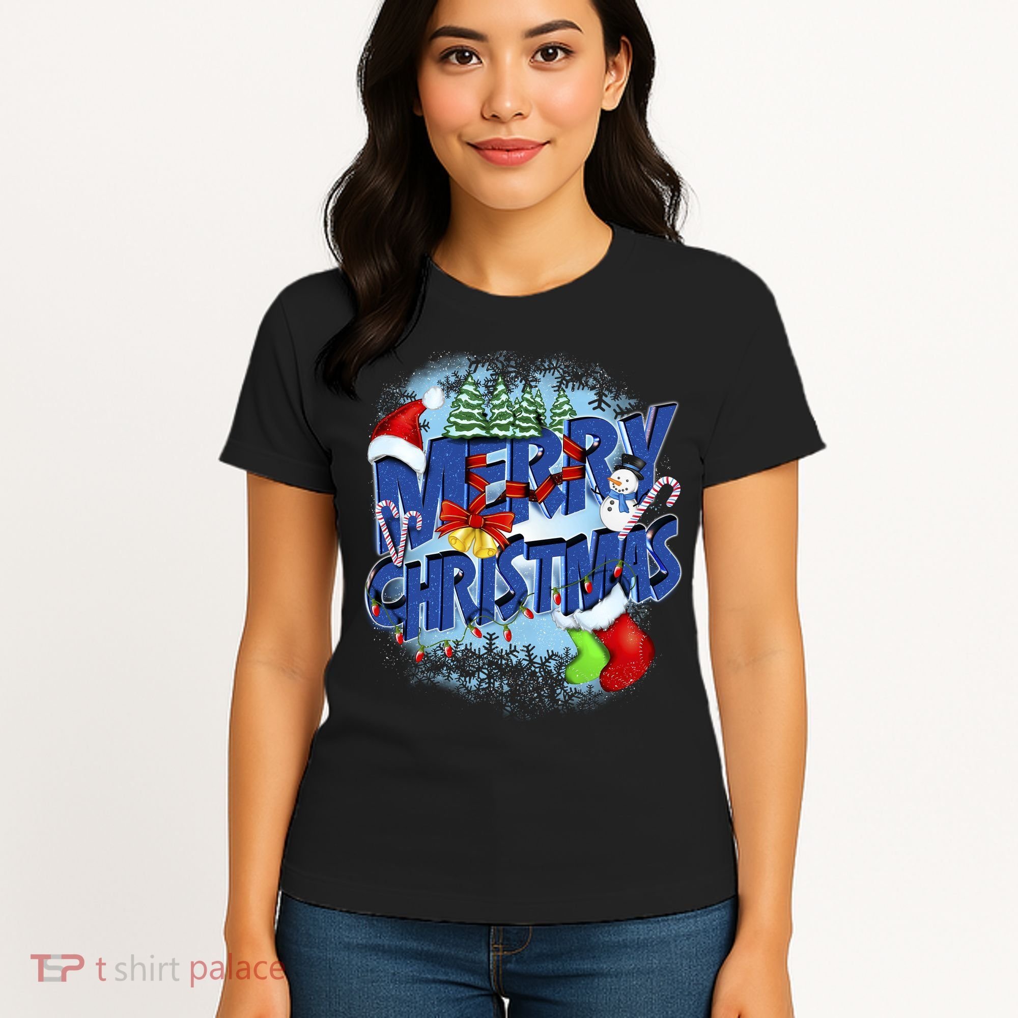 Cute Merry Christmas Word Decoration Women's T-Shirt