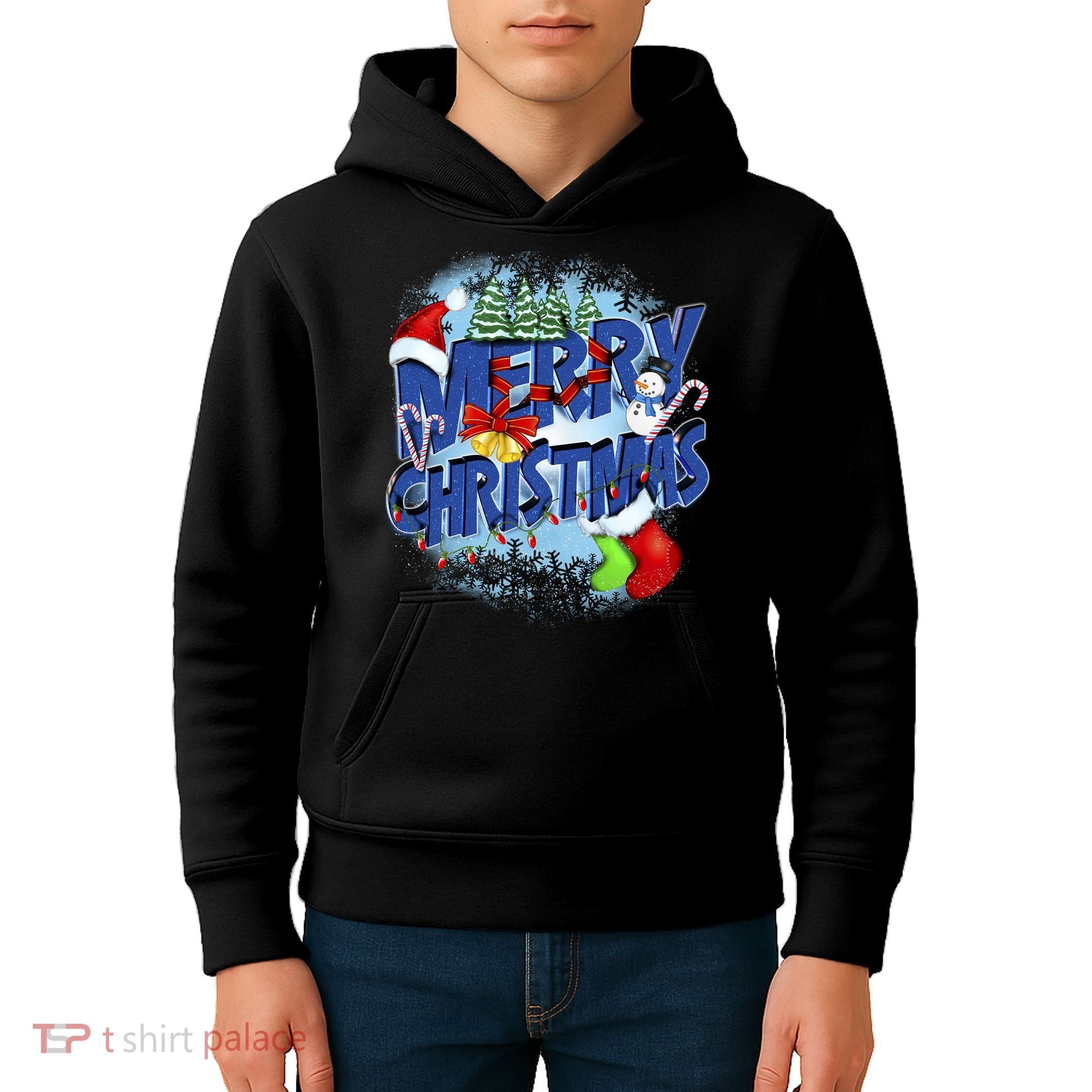 Cute Merry Christmas Word Decoration Kids Hoodie