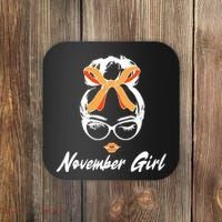 Cute November Girl Birthday Coaster thumb 0