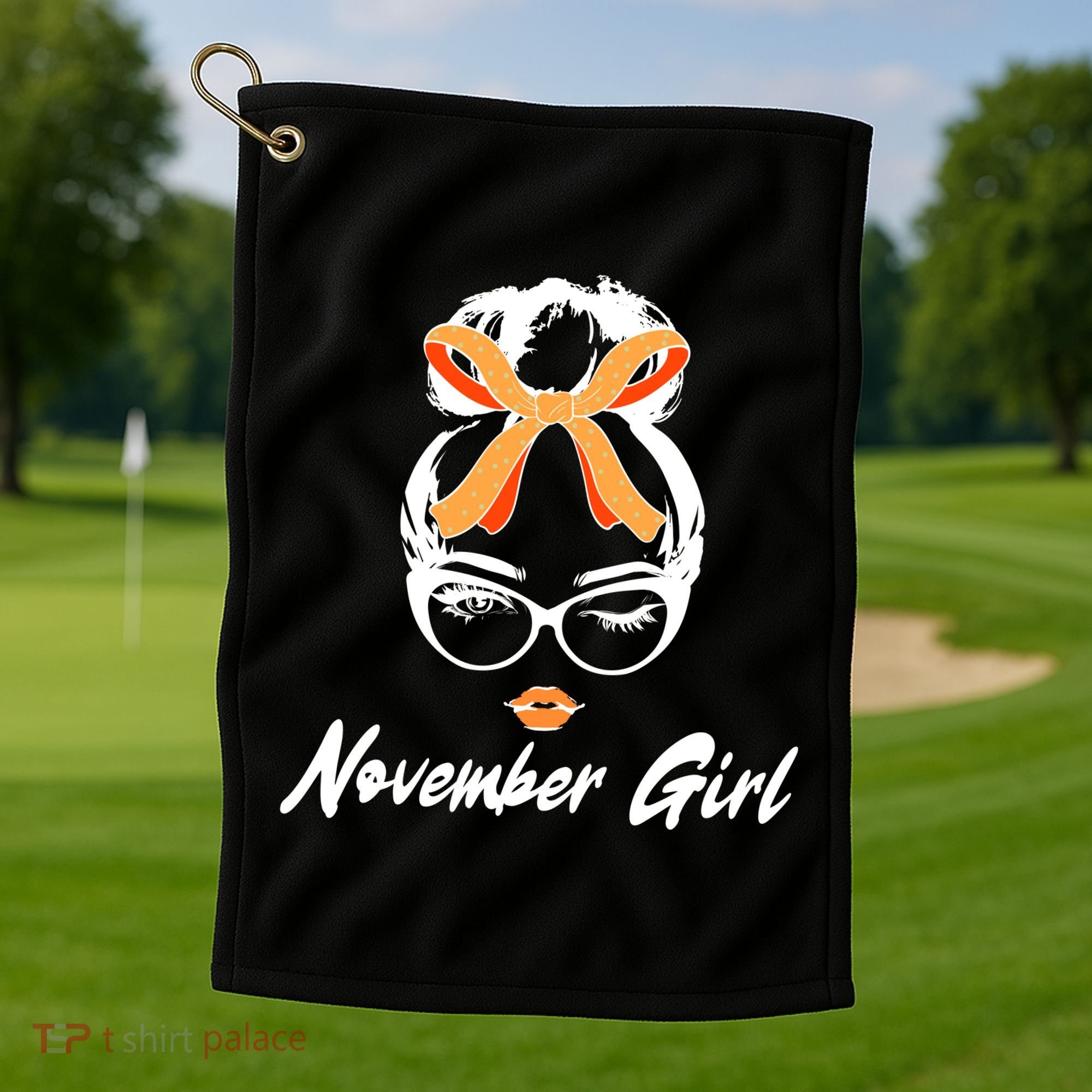 Cute November Girl Birthday Golf Towel