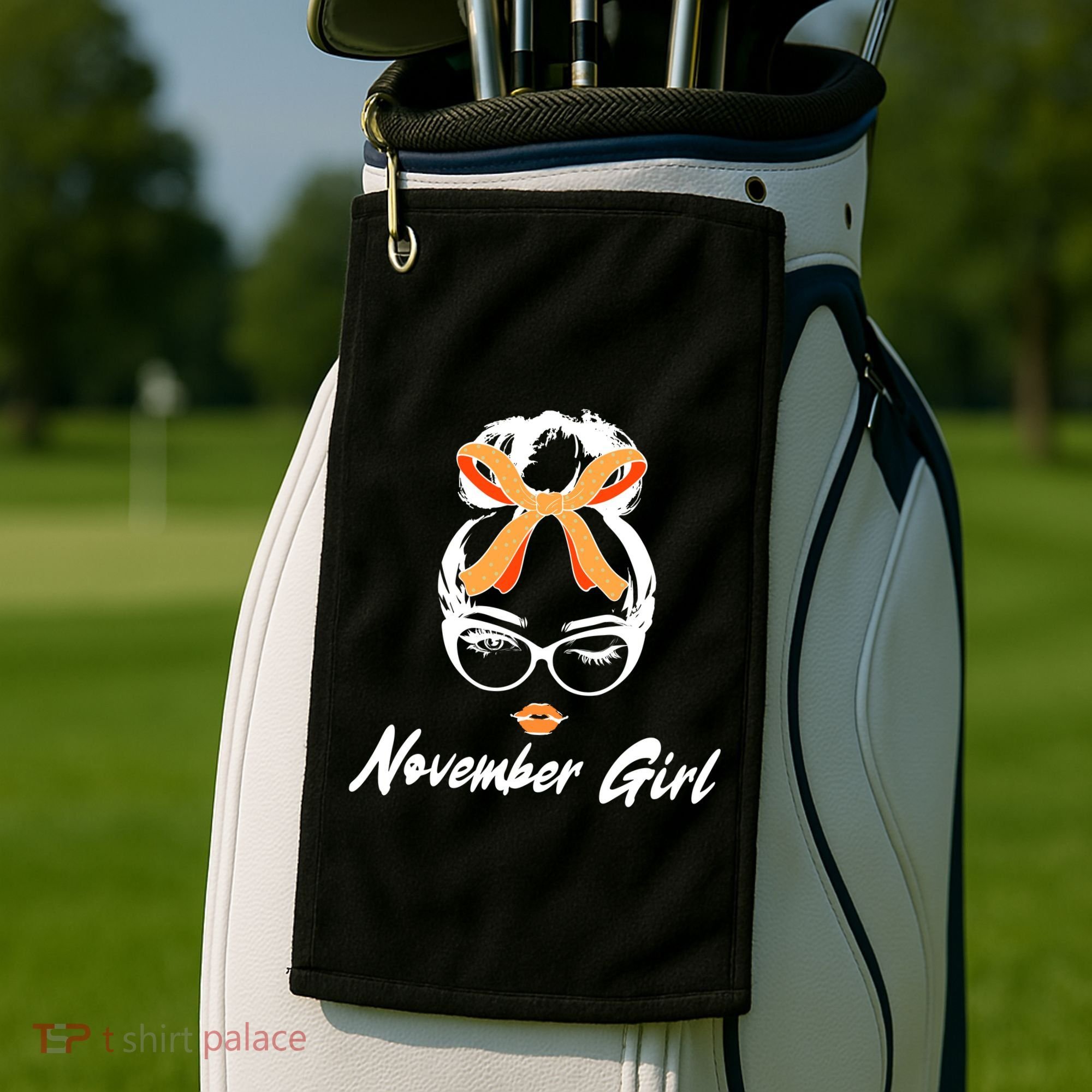 Cute November Girl Birthday Golf Towel