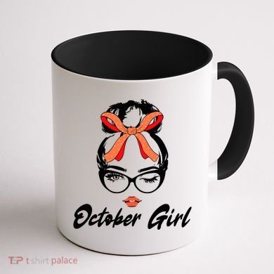 Cute October Girl Birthday Coffee Mug back