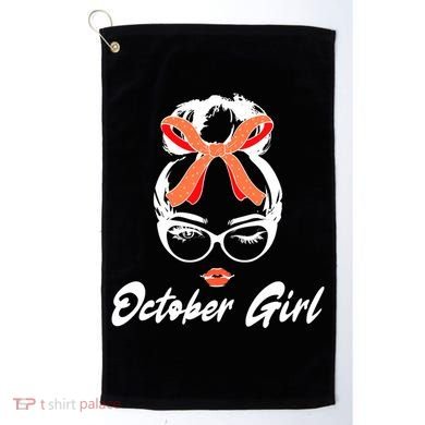 Cute October Girl Birthday Golf Towel