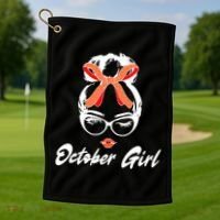 Cute October Girl Birthday Golf Towel thumb 1