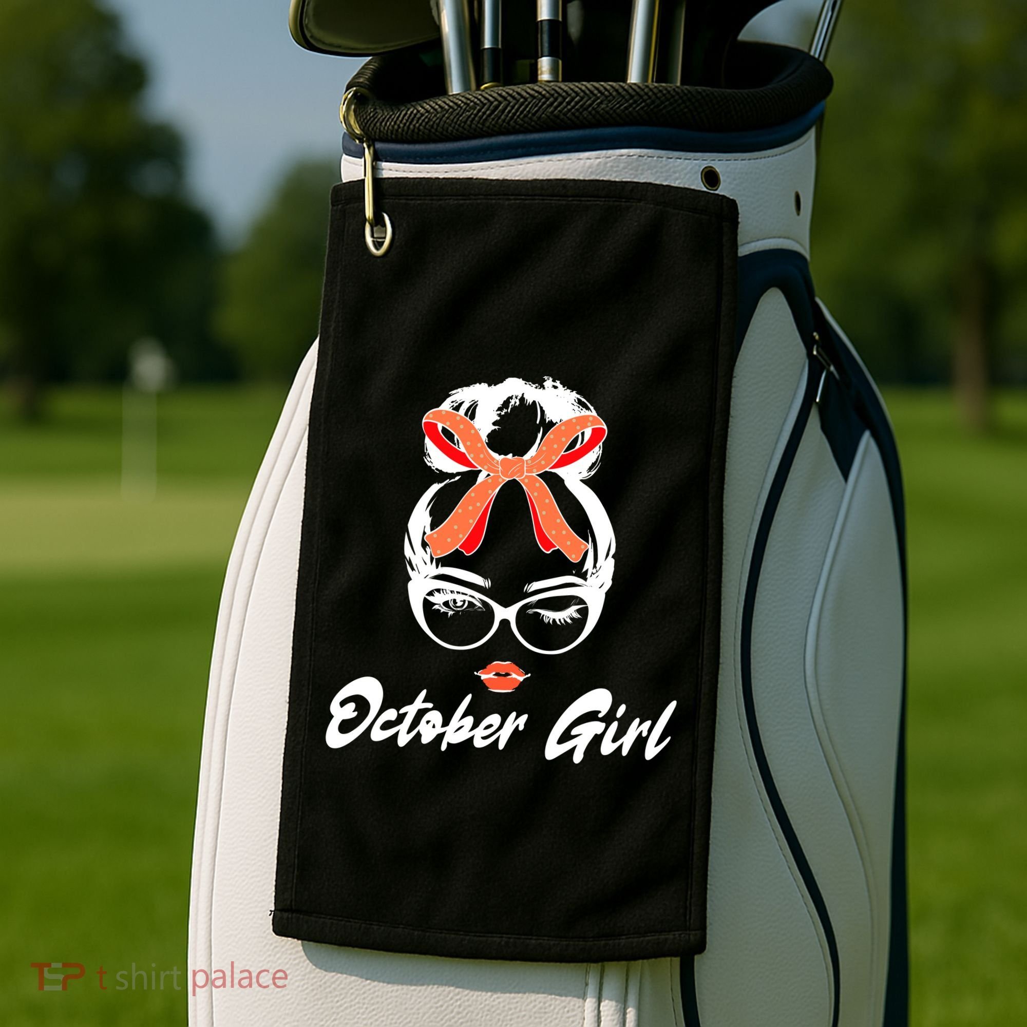 Cute October Girl Birthday Golf Towel