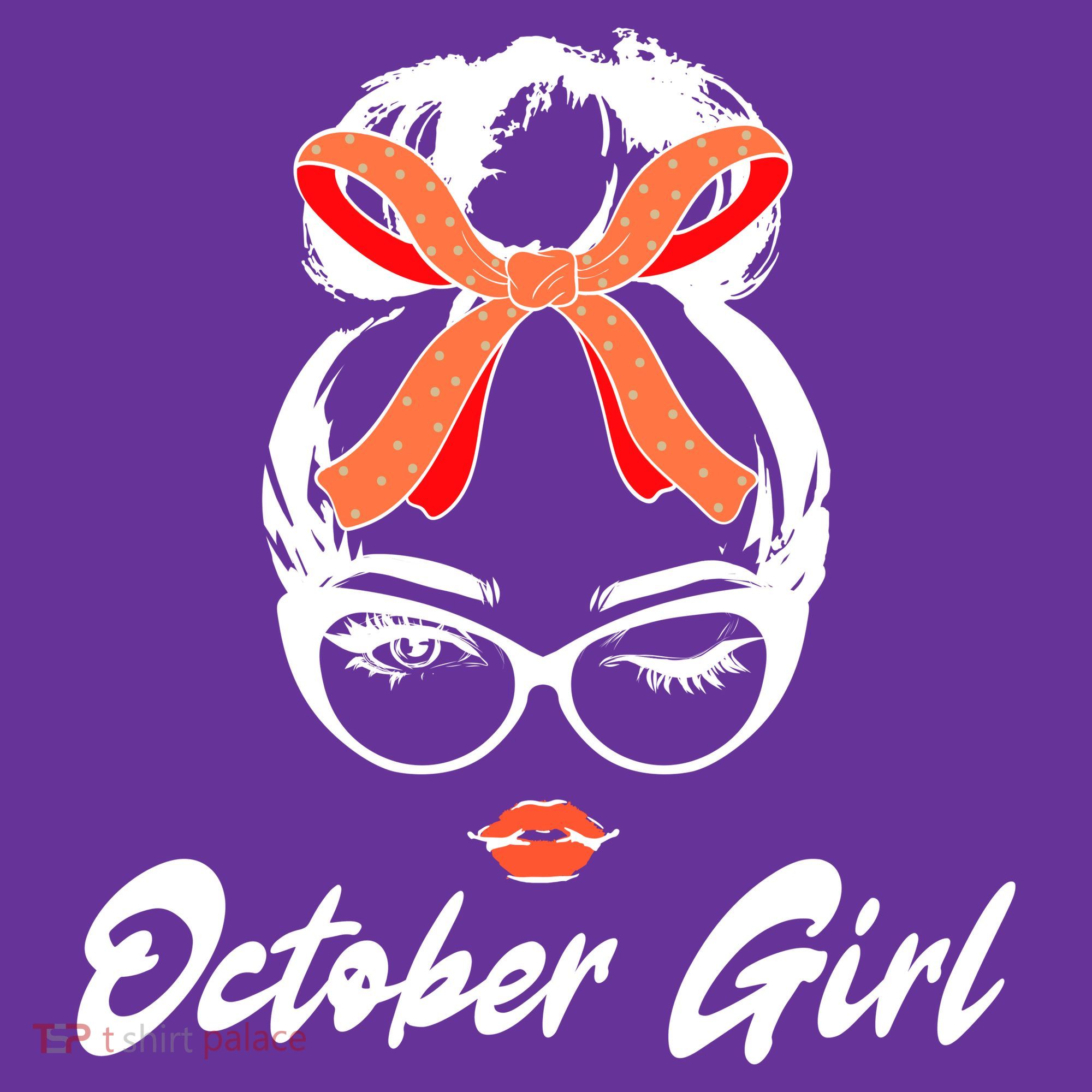 Cute October Girl Birthday Button