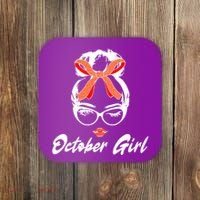 Cute October Girl Birthday Coaster thumb 0