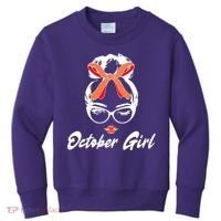 Cute October Girl Birthday Kids Sweatshirt thumb 0