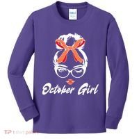 Cute October Girl Birthday Kids Long Sleeve Shirt thumb 0