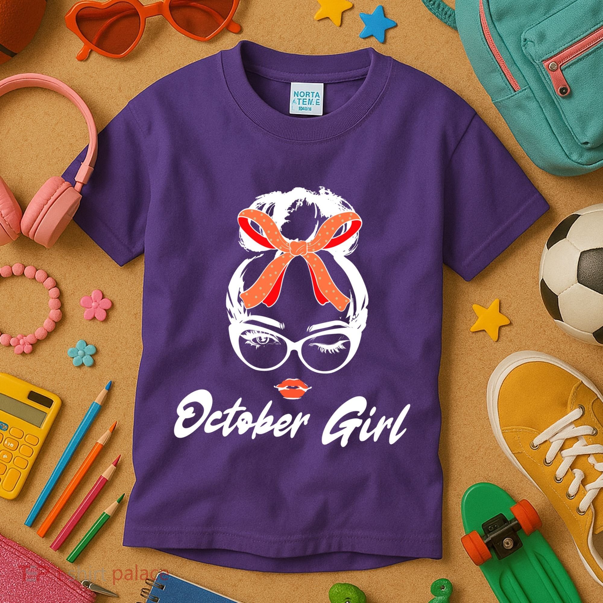 Cute October Girl Birthday Kids T-Shirt