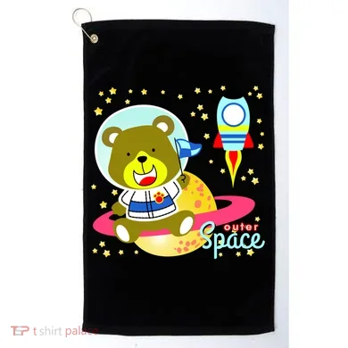 Cute Outer Space Bear Astronaut Golf Towel