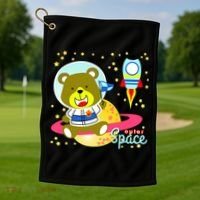 Cute Outer Space Bear Astronaut Golf Towel thumb 1
