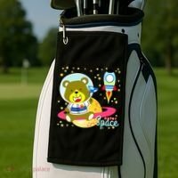 Cute Outer Space Bear Astronaut Golf Towel thumb 2