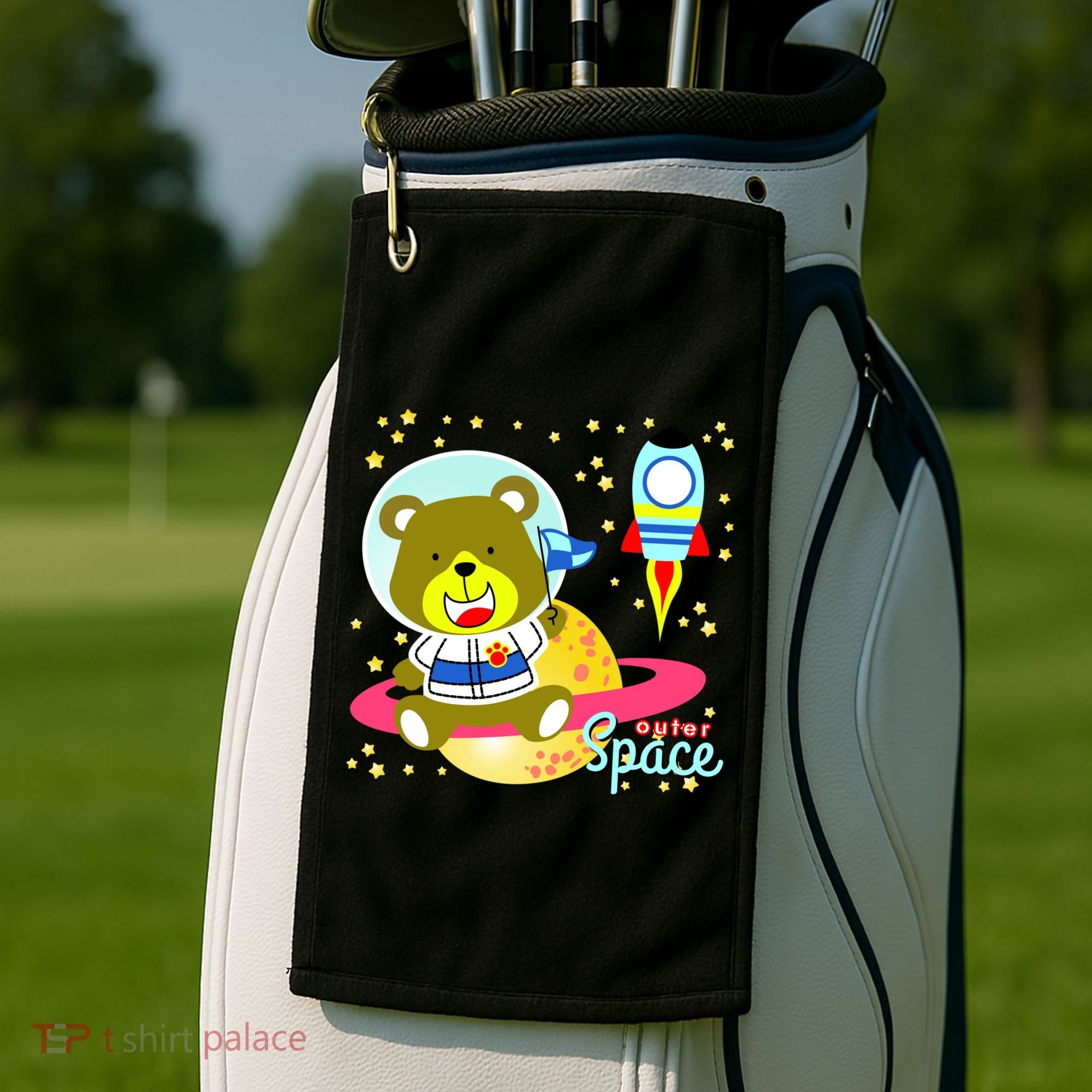Cute Outer Space Bear Astronaut Golf Towel