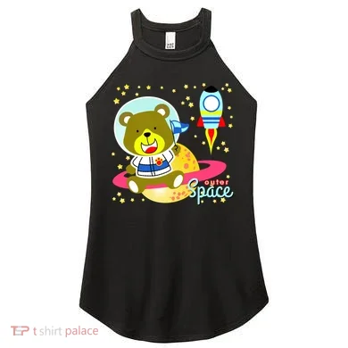 Cute Outer Space Bear Astronaut Women's Perfect Tri Rocker Tank