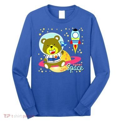 Cute Outer Space Bear Astronaut Long Sleeve Shirt