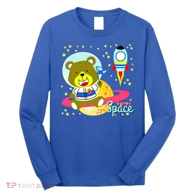 Cute Outer Space Bear Astronaut Long Sleeve Shirt