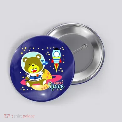 Cute Outer Space Bear Astronaut Button