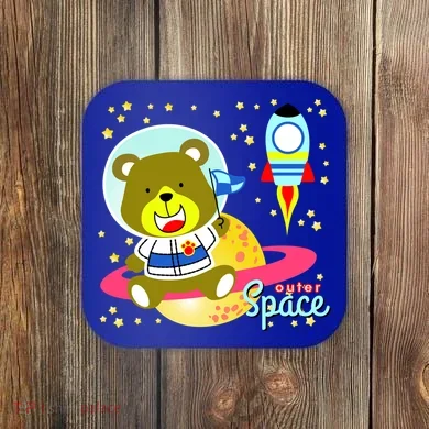 Cute Outer Space Bear Astronaut Coaster